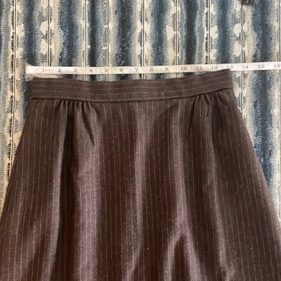 VINTAGE 70’s Union made brown pinstriped wool skirt size S - Picture 8 of 13